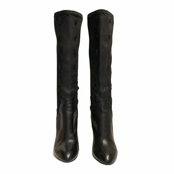 B Makowsky Leather Stretch High Heel Knee High 8.5 - Picture 4 of 9